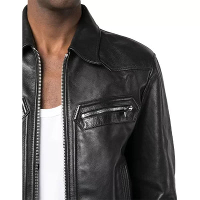 Classic Mens Biker Leather Jacket