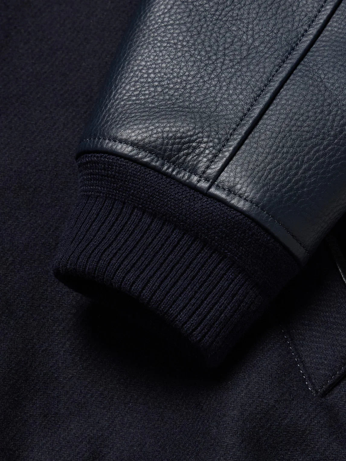 Panelled Ribbed Wool and Textured-Leather Varsity Jacket