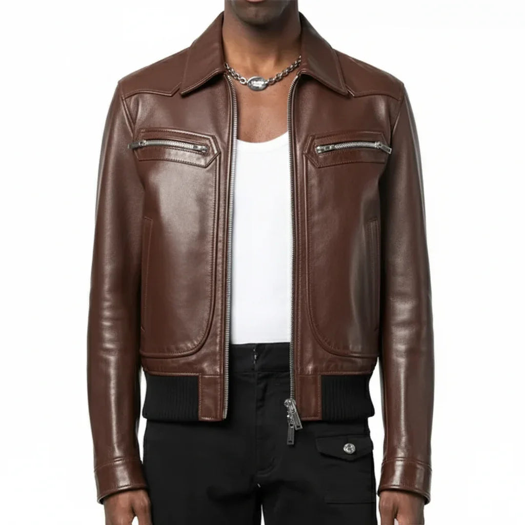 Classic Mens Biker Leather Jacket