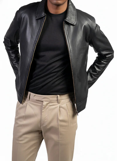 Faux Leather Collar Jacket