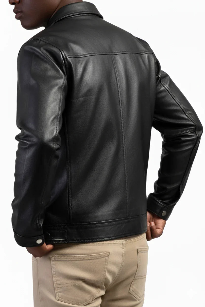 Faux Leather Collar Jacket