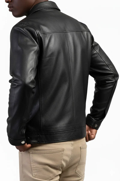 Faux Leather Collar Jacket