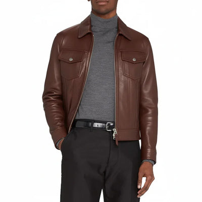 Black Zip Up Leather Jacket