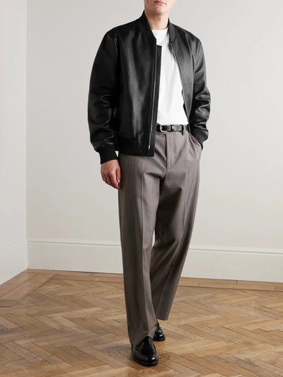 Full-Grain Leather Bomber Jacket