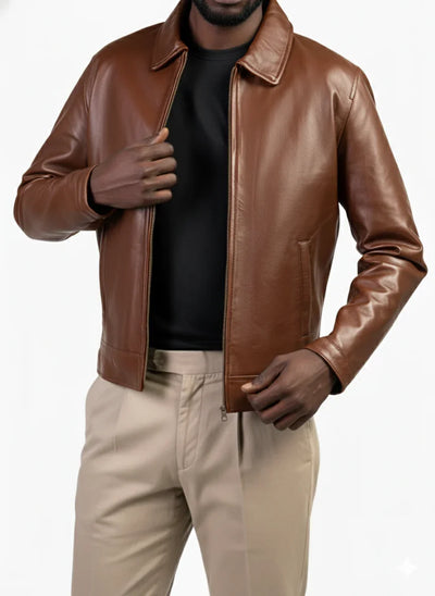 Faux Leather Collar Jacket