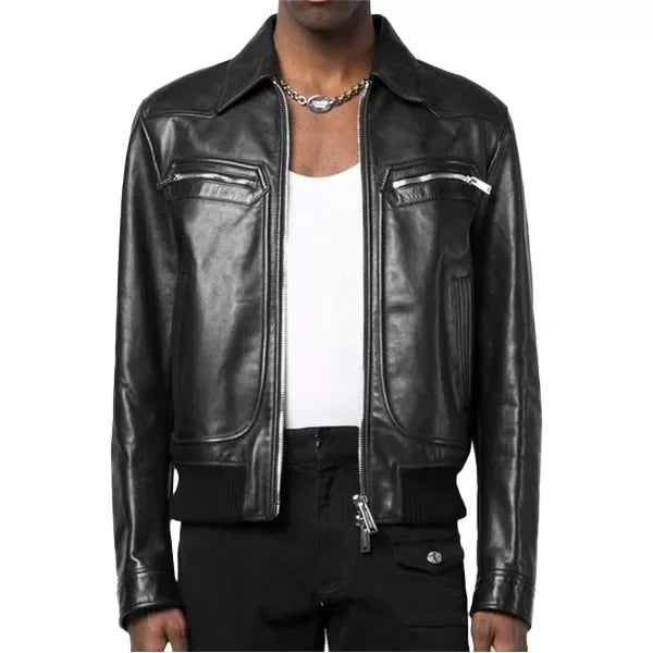 Classic Mens Biker Leather Jacket