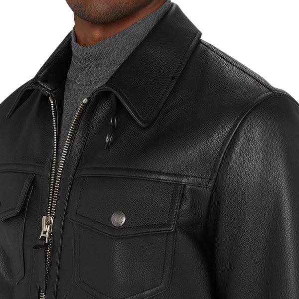 Black Zip Up Leather Jacket