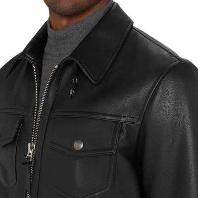 Black Zip Up Leather Jacket