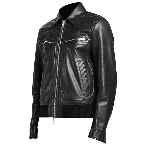 Classic Mens Biker Leather Jacket